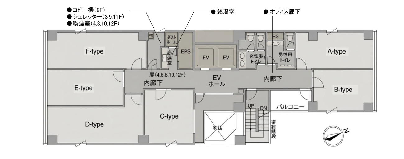 3F～12F 平面図