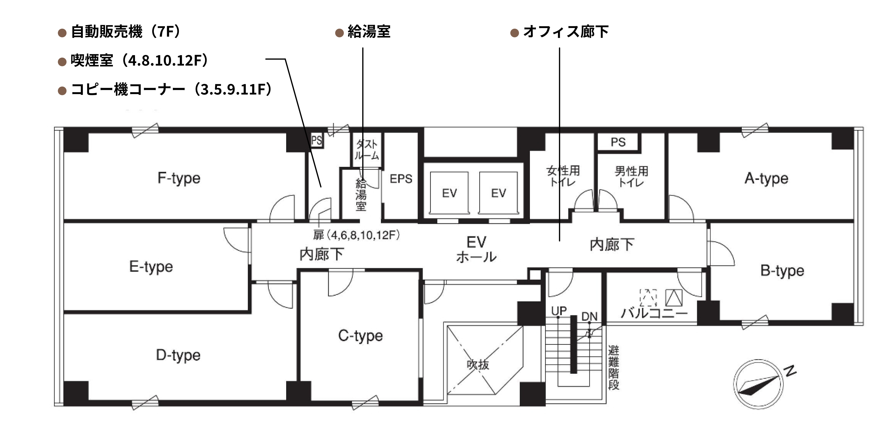 3F～12F 平面図